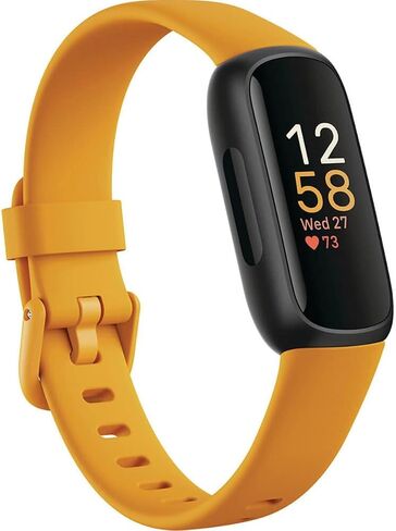 Fitbit Inspire 3 Health &-Fitness-Tracker with Stress Management, Workout Intensity, Sleep Tracking, 24/7 Heart Rate and More, Morning Glow/Black, One Size (S & L Bands Included) (Renewed) in Kuwait