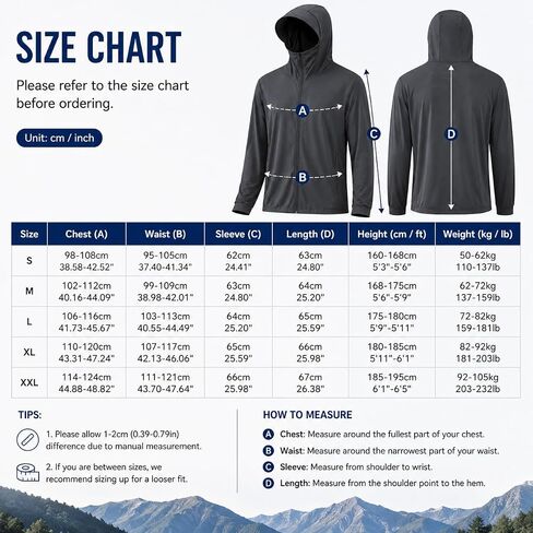 Men's UPF 50+ Lightweight Jacket Full Zip Sun Protection Hoodie Long Sleeve Hiking Fishing Sun Shirts with Pockets（Blue） in Kuwait