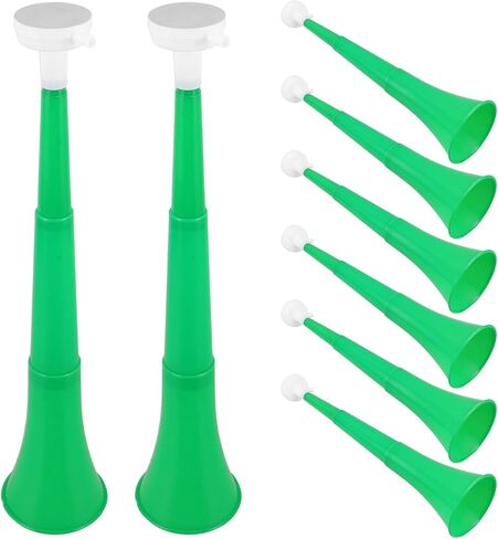 VOSAREA 8pcs Collapsible Stadium Horns Green Plastic Trumpet Noisemakers Loud Football Air Horns for Sports Games School Parties Cheering Accessories in Kuwait