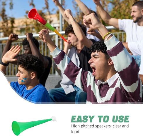 VOSAREA 8pcs Collapsible Stadium Horns Green Plastic Trumpet Noisemakers Loud Football Air Horns for Sports Games School Parties Cheering Accessories in Kuwait