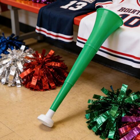 VOSAREA 8pcs Collapsible Stadium Horns Green Plastic Trumpet Noisemakers Loud Football Air Horns for Sports Games School Parties Cheering Accessories in Kuwait