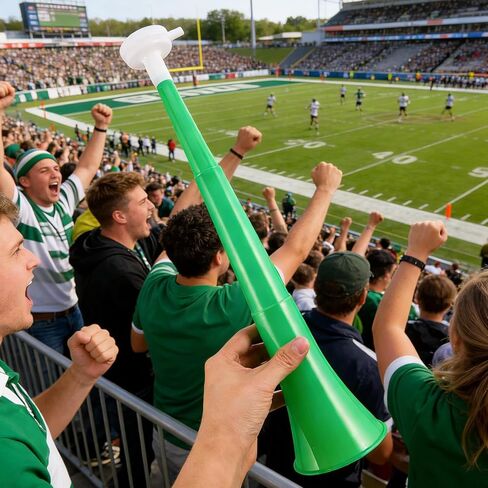 VOSAREA 8pcs Collapsible Stadium Horns Green Plastic Trumpet Noisemakers Loud Football Air Horns for Sports Games School Parties Cheering Accessories in Kuwait