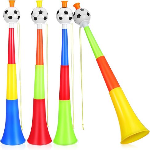 balacoo 4 Pcs Stadium Football Horns, 16. 5'' Sturdy Plastic Loud Trumpets for Sports Events, Parties and Celebrations, Stadium Vuvuzela Noise Makers for Crowd Cheering, Graduation, Birthday Parties in Kuwait