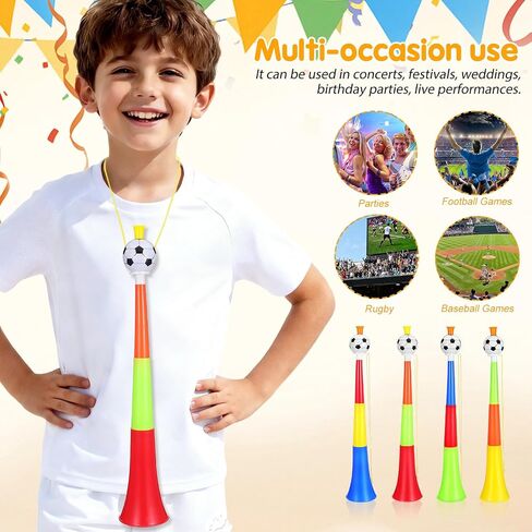 balacoo 4 Pcs Stadium Football Horns, 16. 5'' Sturdy Plastic Loud Trumpets for Sports Events, Parties and Celebrations, Stadium Vuvuzela Noise Makers for Crowd Cheering, Graduation, Birthday Parties in Kuwait