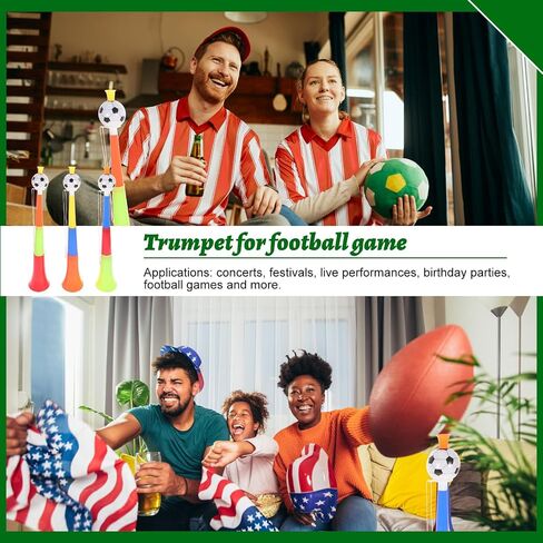 balacoo 4 Pcs Stadium Football Horns, 16. 5'' Sturdy Plastic Loud Trumpets for Sports Events, Parties and Celebrations, Stadium Vuvuzela Noise Makers for Crowd Cheering, Graduation, Birthday Parties in Kuwait