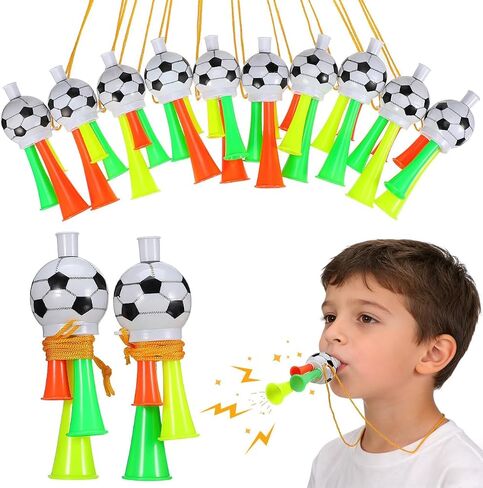 10Pcs Vuvuzela Stadium Horns, Mini Plastic Loud Noise Makers with Lanyard, Soccer Ball Blow Trumpets for Football Games, Soccer Events, Tailgating, Carnival Party Cheering, Assorted Colors in Kuwait