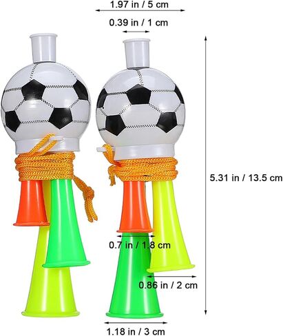 10Pcs Vuvuzela Stadium Horns, Mini Plastic Loud Noise Makers with Lanyard, Soccer Ball Blow Trumpets for Football Games, Soccer Events, Tailgating, Carnival Party Cheering, Assorted Colors in Kuwait