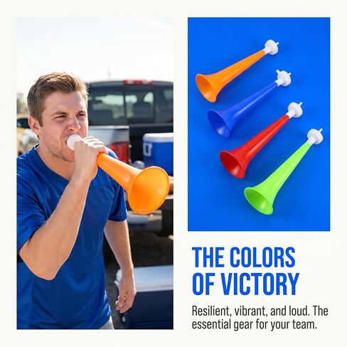 YARNOW 8pcs Loud Cheering Noise Maker - 11 Inch Stadium Horn - Colorful Plastic Cheering Air Trumpets for Football Games Soccer Party Carnival Sports Gatherings in Kuwait