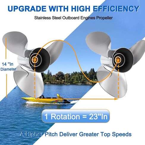 14X23 مركب من الستانلس ستيل المروحة تناسب سوزوكي محرك خارجي 50-140HP ترقية OEM 990C0-00610-23P 15 خدد الأسنان 3 شفرات الدعامة RH in Kuwait