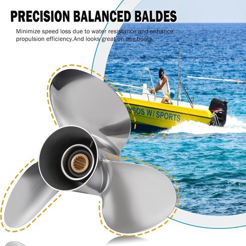 14X23 مركب من الستانلس ستيل المروحة تناسب سوزوكي محرك خارجي 50-140HP ترقية OEM 990C0-00610-23P 15 خدد الأسنان 3 شفرات الدعامة RH in Kuwait