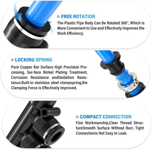 TAILONZ PNEUMATIC أزرق مستقيم بطريقتين - أنبوب 8 مم دفع OD لتوصيل الأنبوب تركيبات سريعة قفل دفع PU-8 (عبوة من 10) in Kuwait