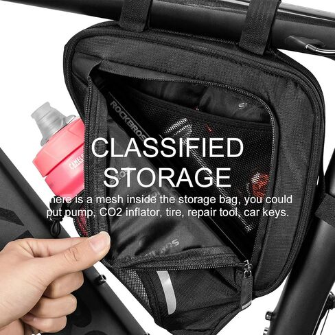 ROCKBROS Bike Bicycle Triangle Frame Bag Bike Bicycle Storage Bag Bike Accessories Pouch Pack with Water Bottle Pouch for Road Mountain Bike in Kuwait