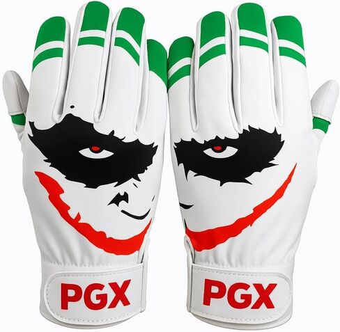 PGX Baseball Smiley Baseball Batting Gloves - Adult & Youth Baseball & Softball Gloves, Leather Palm, Wrist Strap for Secure Fit (Adult Large) in Kuwait