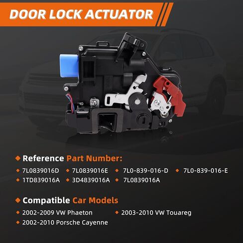 Power Door Lock Latch Actuator Compatible with 2002-2009 Phaeton 2002-2010 Cayenne 7 Pin Rear Right Passenger Side 7L0839016D 3D4839016A in Kuwait