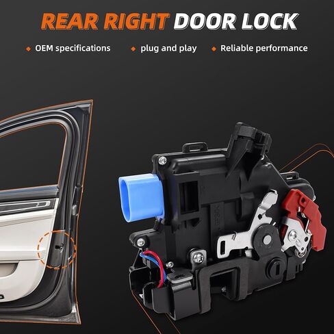 Power Door Lock Latch Actuator Compatible with 2002-2009 Phaeton 2002-2010 Cayenne 7 Pin Rear Right Passenger Side 7L0839016D 3D4839016A in Kuwait