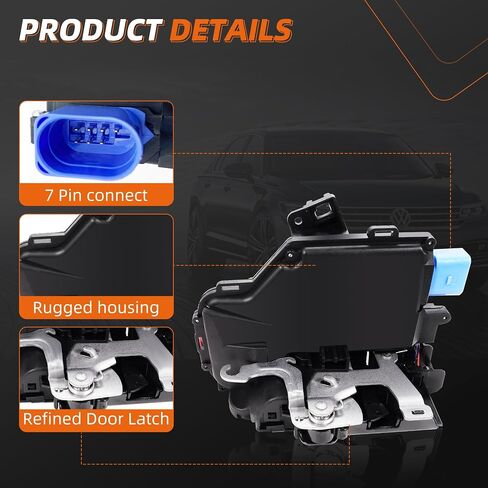 Power Door Lock Latch Actuator Compatible with 2002-2009 Phaeton 2002-2010 Cayenne 7 Pin Rear Right Passenger Side 7L0839016D 3D4839016A in Kuwait