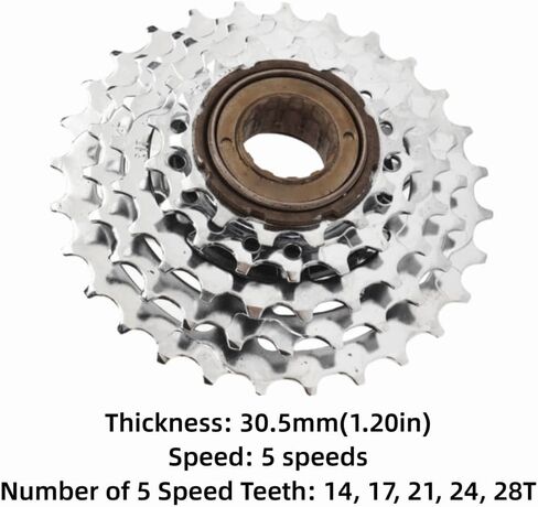 ‌5-Speed 14T-28T Bike Freewheel – High-Strength Steel Sprocket for Mountain & Road Bikes, Smooth Shifting Drivetrain Replacement Component in Kuwait