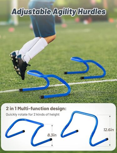 GHB Agility Hurdles 5/6 Pack Foldable Speed Agility Training Hurdles Adjustable Sturdy Hurdles Training Equipment Set with Carry Bag for Amateur, Athletes, Soccer, Basketball in Kuwait