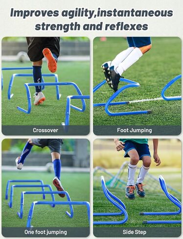 GHB Agility Hurdles 5/6 Pack Foldable Speed Agility Training Hurdles Adjustable Sturdy Hurdles Training Equipment Set with Carry Bag for Amateur, Athletes, Soccer, Basketball in Kuwait
