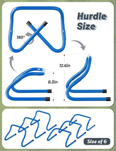 GHB Agility Hurdles 5/6 Pack Foldable Speed Agility Training Hurdles Adjustable Sturdy Hurdles Training Equipment Set with Carry Bag for Amateur, Athletes, Soccer, Basketball in Kuwait