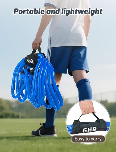 GHB Agility Hurdles 5/6 Pack Foldable Speed Agility Training Hurdles Adjustable Sturdy Hurdles Training Equipment Set with Carry Bag for Amateur, Athletes, Soccer, Basketball in Kuwait