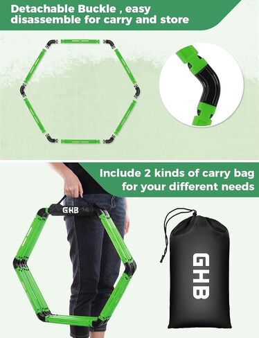 GHB Agility Ladder 1 Pack and Hex Agility Rings 1 Pack 12 Rung 20ft with 3 Carrying Bag in Kuwait