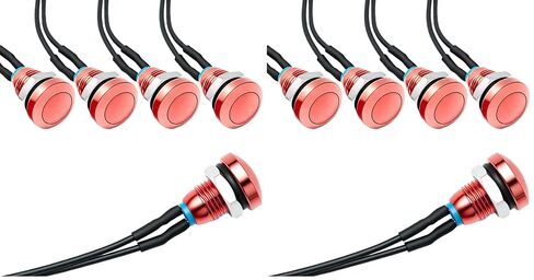 APIELE مفتاح ضغط معدني مؤقت SPST 1NO 2A 36V AC/DC مع فتحات تثبيت 8 مم/0.3 بوصة 5 قطع ألوان مطلية بالنحاس مسبقًا IP65 (أسود، 8 مم) in Kuwait