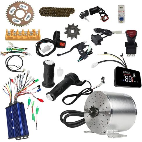 MY1020 72V 3000W Brushless Motor & Controller Kit | High-Speed Motor for Electric Bicycles, E-Bikes, Go-Karts, ATVs |420 37T Sprocket & Chain, LCD Display, Reverse Switch in Kuwait