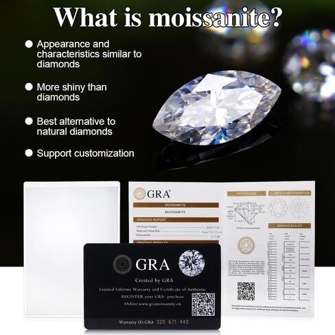 Moissanite Loose Stone Lab Diamond Gemstones, VVS1 Clarity Emerald Marquise Oval Round Cut for Diamond Jewelry, Earrings, Necklaces, Rings, Handmade Jewelry with GRA Certificate in Saudi Arabia