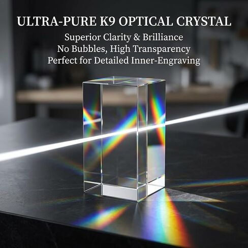 10-Pack K9 Crystal Blank Blocks for 2D & 3D Laser Engraving, 1.97 x 1.97 x 3.15 Inches Clear Glass Cubes for Subsurface Photo Gifts, for DIY Custom Awards & Keepsakes in Kuwait