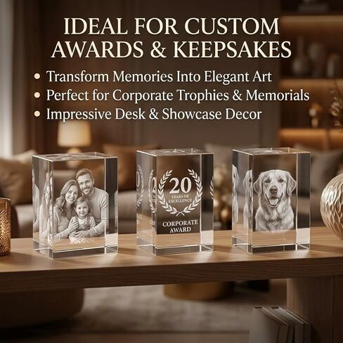 10-Pack K9 Crystal Blank Blocks for 2D & 3D Laser Engraving, 1.97 x 1.97 x 3.15 Inches Clear Glass Cubes for Subsurface Photo Gifts, for DIY Custom Awards & Keepsakes in Kuwait