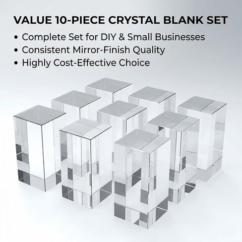 10-Pack K9 Crystal Blank Blocks for 2D & 3D Laser Engraving, 1.97 x 1.97 x 3.15 Inches Clear Glass Cubes for Subsurface Photo Gifts, for DIY Custom Awards & Keepsakes in Kuwait