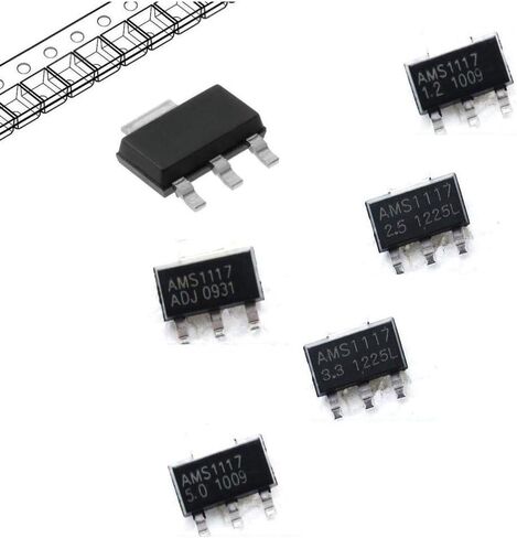 50 قطعة AMS1117-1.2V / 2.5V / 3.3V / 5.0V / ADJ منظم الجهد LDO SOT-223 مجموعة متنوعة in Kuwait