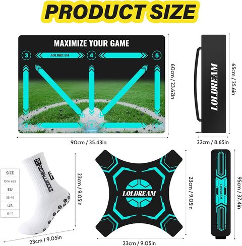 Soccer Training Mat With Technique Video Soccer Training Equipment Includes Football Trainer And Grip Socks Soccer Gifts Improve Coordination Anti-Slip Silent Absorption Mat For Footwork Training in Kuwait