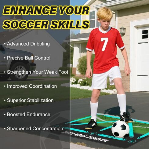 Soccer Training Mat With Technique Video Soccer Training Equipment Includes Football Trainer And Grip Socks Soccer Gifts Improve Coordination Anti-Slip Silent Absorption Mat For Footwork Training in Kuwait