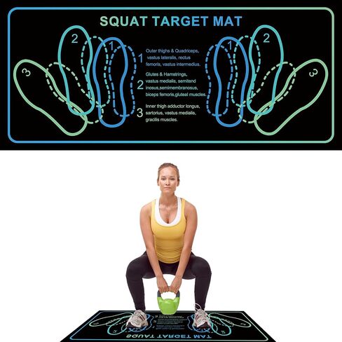 17.3 * 39.3in Squat Mat With Foot Position,Upgraded Wider And Longer 2 In 1 Squat Target Pad,Non-Slip Comfortable To The Touch Workout Exercise Mat,Leg And Hip Muscle Training Mat in Kuwait