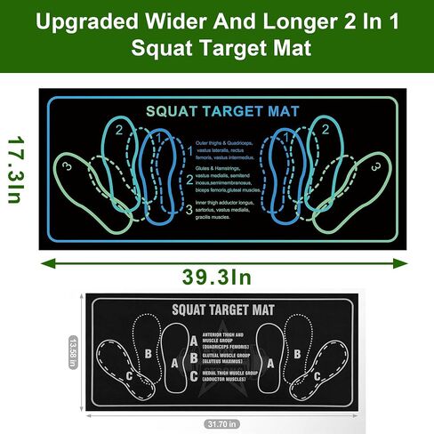 17.3 * 39.3in Squat Mat With Foot Position,Upgraded Wider And Longer 2 In 1 Squat Target Pad,Non-Slip Comfortable To The Touch Workout Exercise Mat,Leg And Hip Muscle Training Mat in Kuwait