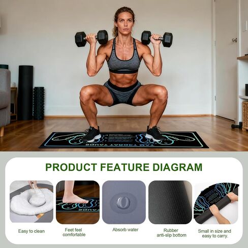 17.3 * 39.3in Squat Mat With Foot Position,Upgraded Wider And Longer 2 In 1 Squat Target Pad,Non-Slip Comfortable To The Touch Workout Exercise Mat,Leg And Hip Muscle Training Mat in Kuwait