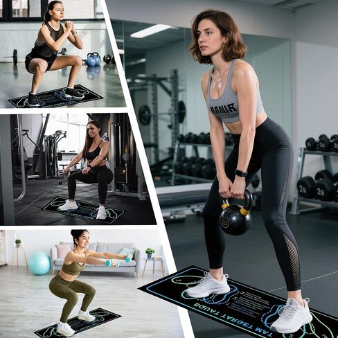17.3 * 39.3in Squat Mat With Foot Position,Upgraded Wider And Longer 2 In 1 Squat Target Pad,Non-Slip Comfortable To The Touch Workout Exercise Mat,Leg And Hip Muscle Training Mat in Kuwait