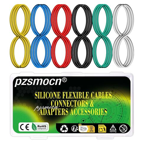 24 AWG 0.2 مم² سلك سيليكون 50 قدم / 15 متر مرن 24 مقياس مجموعة كابلات نحاسية معلب كهربائية، 8.2 قدم / 2.5 متر لكل 6 ألوان، DIY DC/AC، RC بدون طيار، نماذج السيارات، المصابيح، المحرك in Kuwait