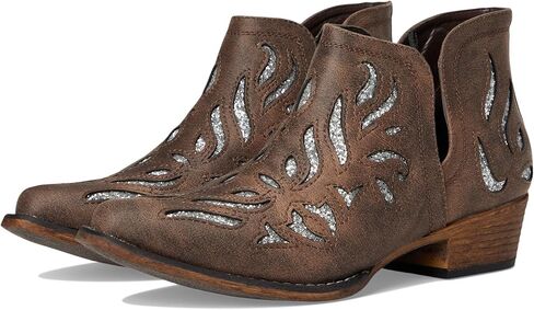 Roper Womens Ava Glitz Toolding Tooly Snip Toe Boots Casual Boots Onkle Low Heel 1-2 "-Brown in Kuwait