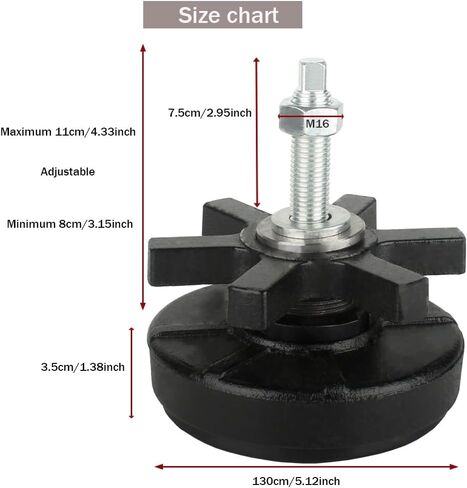 Heavy Duty Leveling feet,5.12" Dia Base,M16 Thread,1 Pcs | 3300 lb Capacity ,Leg Leveler for Workbench, Machine Devices, Cabinet,Furniture(D130xM16x80,Black) in Kuwait