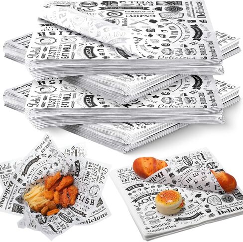 Ireer 400 Pcs Deli Wax Paper Sheets 15 x 15 Inch Large Newsprint Sandwich Paper Wraps Greaseproof Food Basket Liners Newspaper Wrapping for Spring Summer Picnic Burger Bread BBQ Party (Black White) in Saudi Arabia