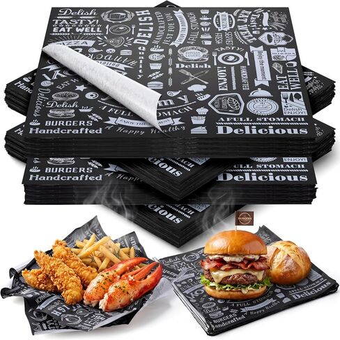 Ireer 400 Pcs Deli Wax Paper Sheets 15 x 15 Inch Large Newsprint Sandwich Paper Wraps Greaseproof Food Basket Liners Newspaper Wrapping for Spring Summer Picnic Burger Bread BBQ Party (Black White) in Saudi Arabia