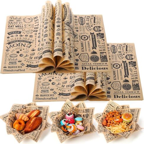 Ireer 400 Pcs Deli Wax Paper Sheets 15 x 15 Inch Large Newsprint Sandwich Paper Wraps Greaseproof Food Basket Liners Newspaper Wrapping for Spring Summer Picnic Burger Bread BBQ Party (Black White) in Saudi Arabia