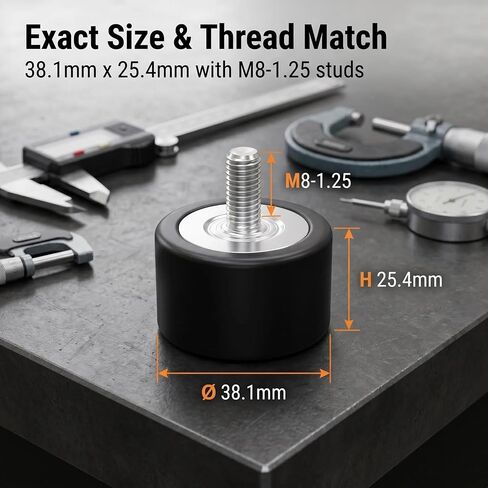 2 Pack 0H1829 Rubber Vibration Isolator Mounts 38.1 X 25.4 X M8-1.25 | Vibration Mount with Studs for Compressors, Pumps, Motors, Generators, HVAC Equipment, 2 Pcs Heavy Duty Anti Vibration Pads in Kuwait