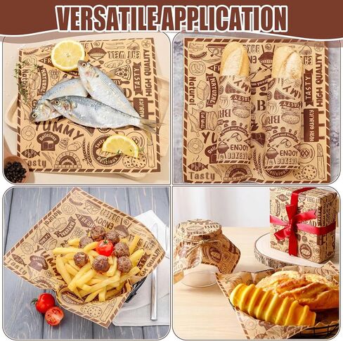 500 Pcs Deli Wax Paper Sheets 12 x 12 Inches Square Grease Resistant Tray Basket Liners Hot Dog Wrappers Newsprint Water and Grease Proof Sandwich Wrapping Paper for Food Baking in Kuwait