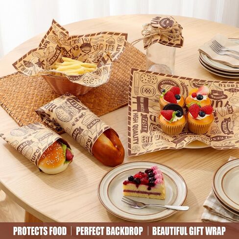 500 Pcs Deli Wax Paper Sheets 12 x 12 Inches Square Grease Resistant Tray Basket Liners Hot Dog Wrappers Newsprint Water and Grease Proof Sandwich Wrapping Paper for Food Baking in Kuwait