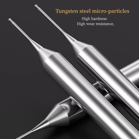 3pcs 0.15mm-0.4mm Tungsten Steel Ball Nose 2 Flutes End Mills Micro-Diameter Carbide End Mill High Precision Engraving Milling Cutter CNC Router Bits for PCB Machine Aluminum (R0.35x6xD4x50) in Kuwait