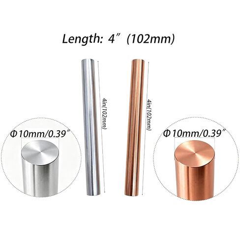 2 Pack High Purity Copper Zinc Rods,4 in Long,0.39 in Diameter | Solid Metal Bars, Copper Zinc Sticks for Educational Projects, DIY Crafti in Kuwait